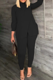 Pink Casual Solid Patchwork Half A Turtleneck Long Sleeve Two Pieces
