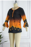 Red Casual Street Print Patchwork O Neck Tops