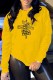 Yellow Casual Print Letter O Neck T-Shirts