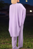 Rose Red Casual Solid Bandage Patchwork Half A Turtleneck Long Sleeve Two Pieces