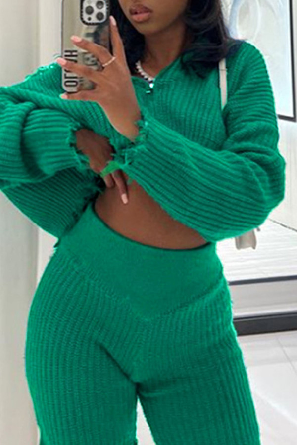 Green Casual Solid Tassel Patchwork Hooded Collar Tops