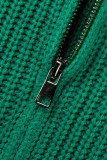 Green Casual Solid Tassel Patchwork Hooded Collar Tops