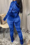 Coffee Fashion Sexy Adult Pleuche Solid Fold Hooded Collar Long Sleeve Regular Sleeve Regular Two Pieces