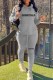 Grey Casual Print Letter Hooded Collar Long Sleeve Two Pieces