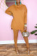 Orange Casual Solid Patchwork Turtleneck Long Sleeve Two Pieces