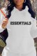 White Casual Print Letter Hooded Collar Tops