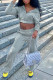 Grey Casual Solid Patchwork Hooded Collar Long Sleeve Two Pieces