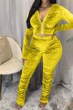 Coffee Fashion Sexy Adult Pleuche Solid Fold Hooded Collar Long Sleeve Regular Sleeve Regular Two Pieces
