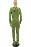 Coffee Fashion Sexy Adult Pleuche Solid Fold Hooded Collar Long Sleeve Regular Sleeve Regular Two Pieces