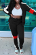 Black Street Print Patchwork Zipper Collar Long Sleeve Two Pieces