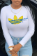 White Street Sportswear Print Patchwork O Neck Tops