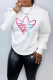 White Casual Sportswear Print Patchwork O Neck Tops