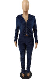 Coffee Fashion Sexy Adult Pleuche Solid Fold Hooded Collar Long Sleeve Regular Sleeve Regular Two Pieces