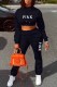 Black Casual Print Letter Hooded Collar Long Sleeve Two Pieces