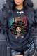 Black Street Vintage Print Letter O Neck Tops