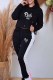 Black Casual Print Letter Hooded Collar Long Sleeve Two Pieces