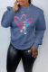 Blue Casual Sportswear Print Patchwork O Neck Tops