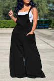 Pink Casual Solid Patchwork Loose Jumpsuits