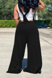 Pink Casual Solid Patchwork Loose Jumpsuits