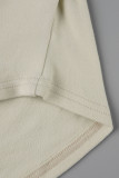 Apricot Casual Street Print Patchwork Hooded Collar Tops