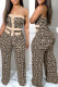 Khaki Sexy Casual Print Patchwork Backless Strapless Skinny Jumpsuits