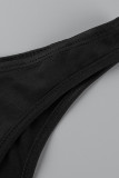 Black Sexy Solid Bandage Hollowed Out Patchwork Turtleneck Long Sleeve Dresses