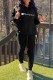 Black Casual Letter Patchwork Hooded Collar Long Sleeve Two Pieces