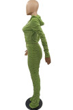 Coffee Fashion Sexy Adult Pleuche Solid Fold Hooded Collar Long Sleeve Regular Sleeve Regular Two Pieces