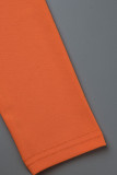Orange Casual Solid Tassel Patchwork O Neck One Step Skirt Dresses