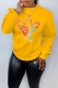Yellow Casual Sportswear Print Patchwork O Neck Tops