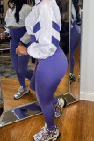 Purple Casual Sportswear Solid Patchwork Skinny High Waist Pencil Solid Color Bottoms