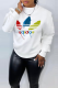 White Casual Sportswear Print Patchwork O Neck Tops