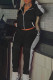 Black Casual Sportswear Solid Patchwork Zipper Collar Long Sleeve Two Pieces