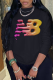 Black Casual Sportswear Print Patchwork O Neck Tops