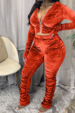 Coffee Fashion Sexy Adult Pleuche Solid Fold Hooded Collar Long Sleeve Regular Sleeve Regular Two Pieces