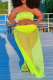 Fluorescent Green Sexy Solid See-through Mesh Swimwears Cover Up