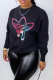 Black Casual Sportswear Print Patchwork O Neck Tops