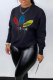 Black Casual Sportswear Print Patchwork O Neck Tops