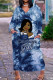 Lake Blue Casual Print Patchwork V Neck Straight Dresses
