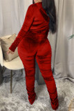 Coffee Fashion Sexy Adult Pleuche Solid Fold Hooded Collar Long Sleeve Regular Sleeve Regular Two Pieces