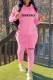 Pink Casual Print Letter Hooded Collar Long Sleeve Two Pieces