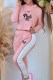 Pink Casual Print Letter Hooded Collar Long Sleeve Two Pieces
