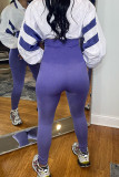 Purple Casual Sportswear Solid Patchwork Skinny High Waist Pencil Solid Color Bottoms