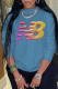 Blue Casual Sportswear Print Patchwork O Neck Tops