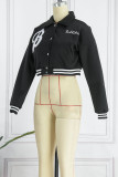 Pink Casual Street Print Patchwork Buckle Turndown Collar Outerwear