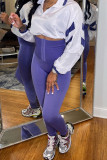 Purple Casual Sportswear Solid Patchwork Skinny High Waist Pencil Solid Color Bottoms