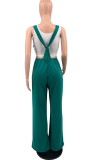 Pink Casual Solid Patchwork Loose Jumpsuits