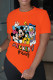 Orange Street Cute Character Patchwork O Neck T-Shirts