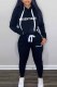 Black Elegant Print Letter Hooded Collar Long Sleeve Two Pieces