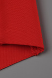 Red Sexy Formal Solid Hollowed Out Patchwork Backless Spaghetti Strap Sleeveless Dress